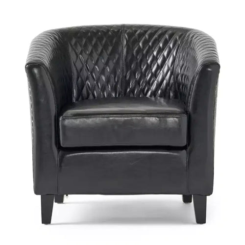 Christopher Knight Home Chelsea Contemporary Bonded Leather Tub Club Chair with Nailhead Trim and Diamond Stitch