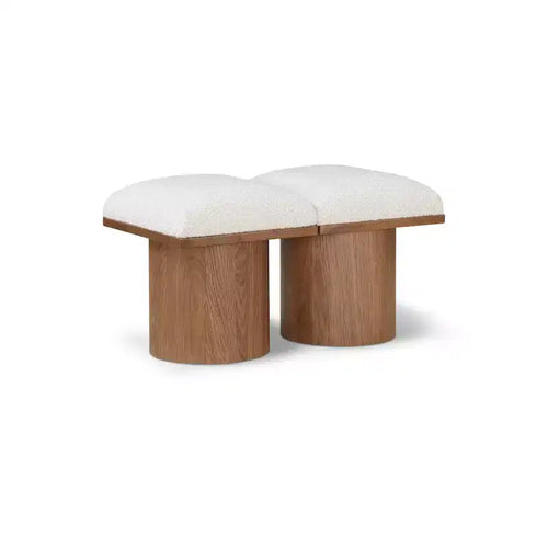 Meridian Furniture,Pavilion Cream Boucle Fabric Bench