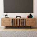 Gaoyangjiaju 70.87 Mid-Century Modern Walnut TV Stand for TVs up to 80 - Media Console with Slatted Storage Doors