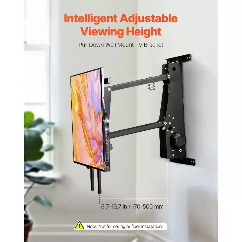 VEVOR Motorized TV Wall Mount, TV Mount for 32 to 65 Inch TV, Electric Adjustable Ceiling TV Mount, Motorized Flip Down TV Mount Bracket, Black