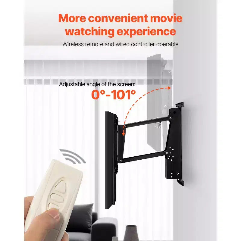 VEVOR Motorized TV Wall Mount, TV Mount for 32 to 65 Inch TV, Electric Adjustable Ceiling TV Mount, Motorized Flip Down TV Mount Bracket, Black