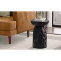 Willis 13 inch Wide Solid Mango Contemporary V-Chisel Accent Table in Black, Assembled