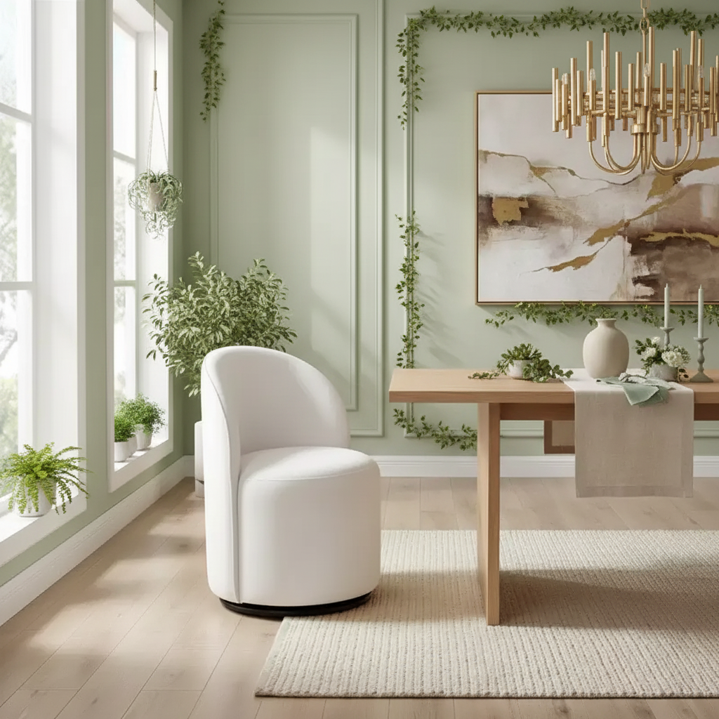 Chaise de salle à manger pivotante en velours beige