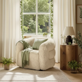 Fauteuil d'appoint rembourré de forme tonneau