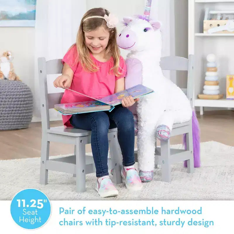 Melissa & Doug Kids Furniture Wooden Chair Pair - Gray