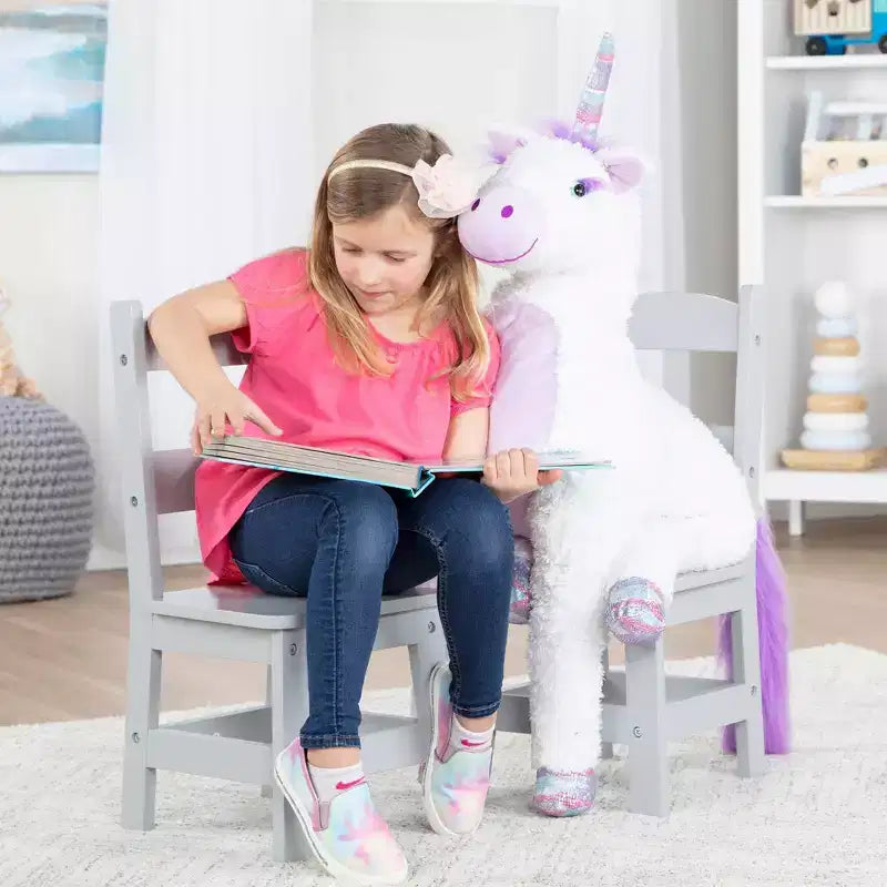 Melissa & Doug Kids Furniture Wooden Chair Pair - Gray