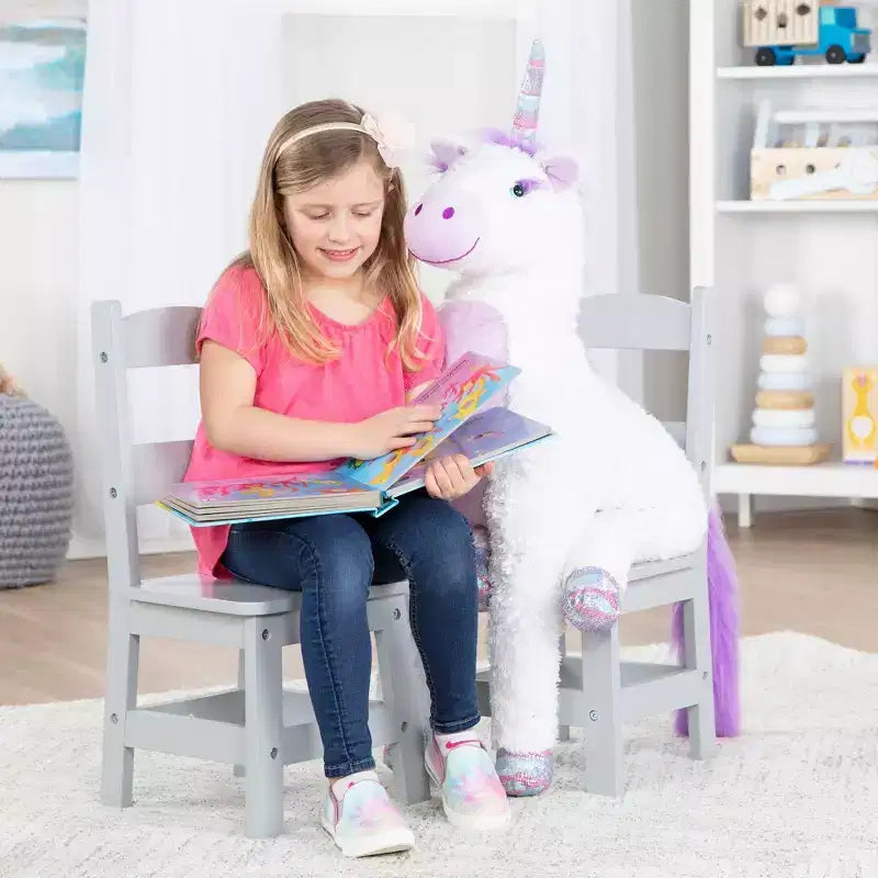 Melissa & Doug Kids Furniture Wooden Chair Pair - Gray