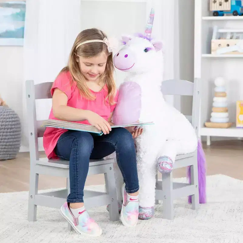 Melissa & Doug Kids Furniture Wooden Chair Pair - Gray